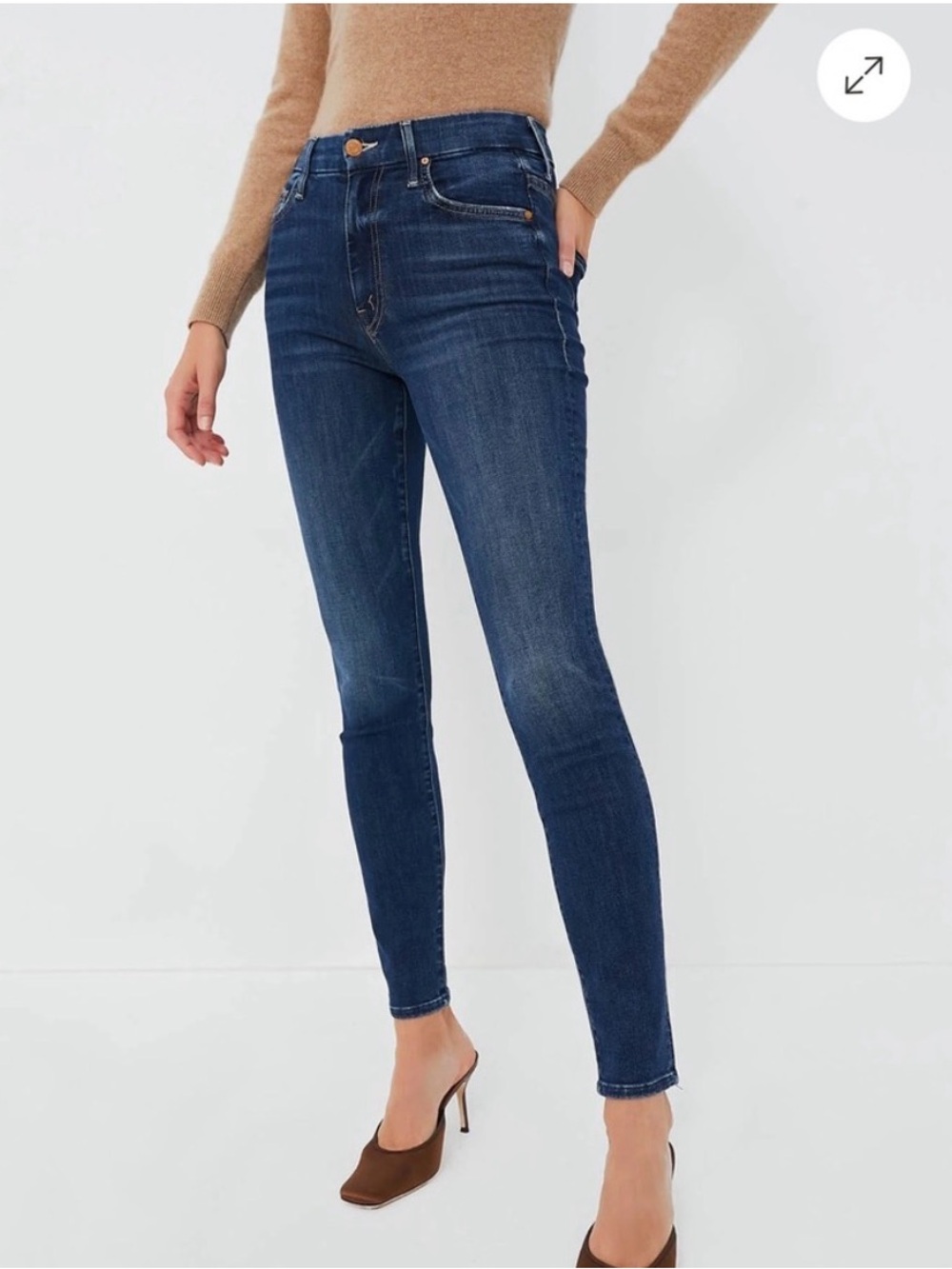 Mother High Waisted Looker in Teaming Up Wash Blue Size 24